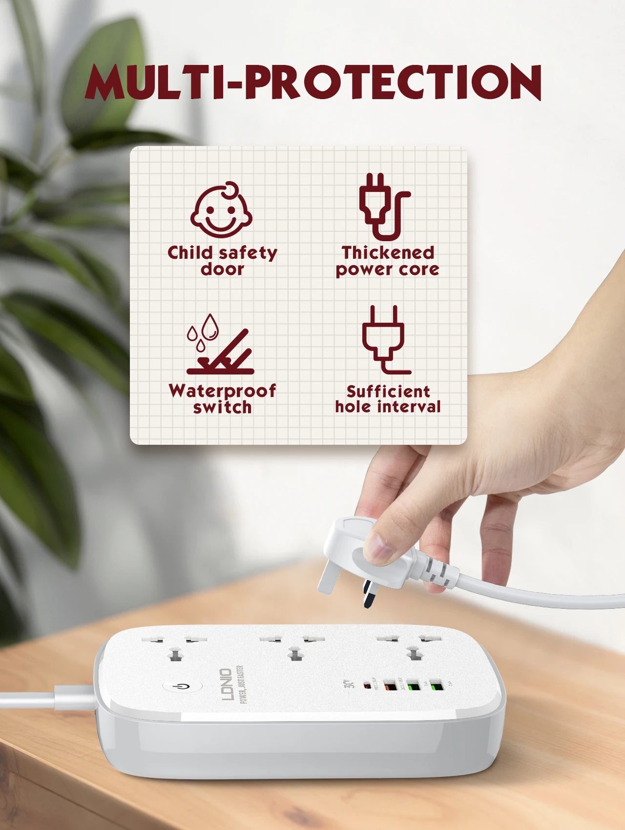 LDNIO  Intelligent Multi Plug Universal Outlet Extension Socket Adapter with 30W USB Charger Smart Power Strip WiFi Power Socket