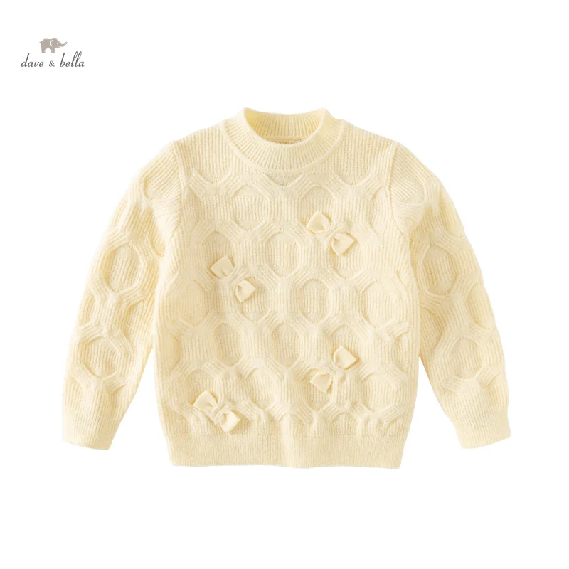 Dave Bella Girls Knitted Sweater 2023 New Autumn Winter Children Tops Pullover Fashion Casual Sweet Undershirt Party DK4236999