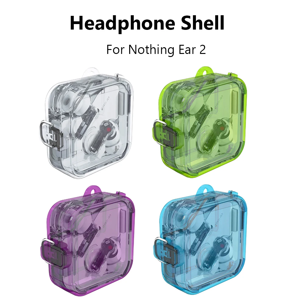 PC Protective Cover Clear Candy Color Earphone Headphones Cover With Lanyard Hook On-off Snap Fall-protection for Nothing Ear 2