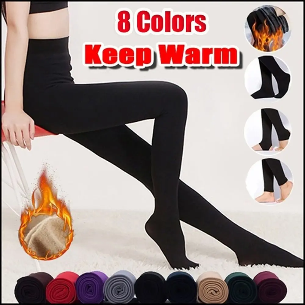 Women Winter Thermal Warm Thick Pantyhose Fluff Lined Stretch Slim Leggings Pants