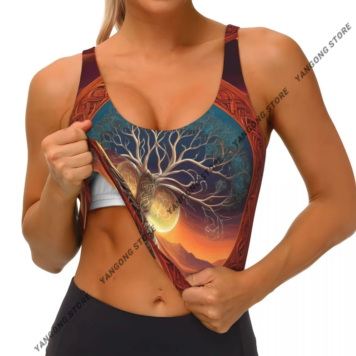 Women Sexy Sports Vest Ancient Yggdrasil Tree Of Life Female Streetwear Sport Lingerie Tee Crop Top