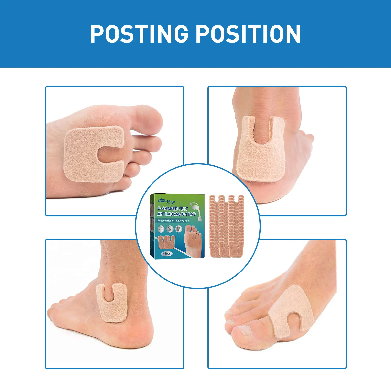 Felt Forefoot Pad ฟุตปวด Relief Anti-Slip Protector รองเท้าส้นสูง Cushion Soles Anti Abrasion U-รูป pad Foot Care