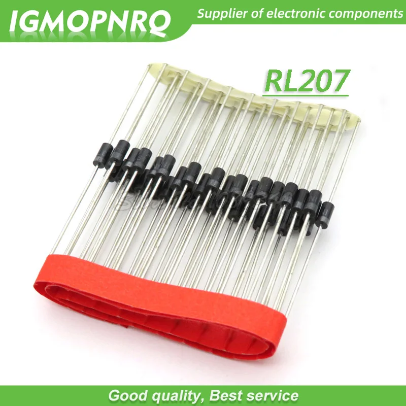 100pcs Rectifier Diode 2A 1000V DO-15 RL207 IGMOPNRQ