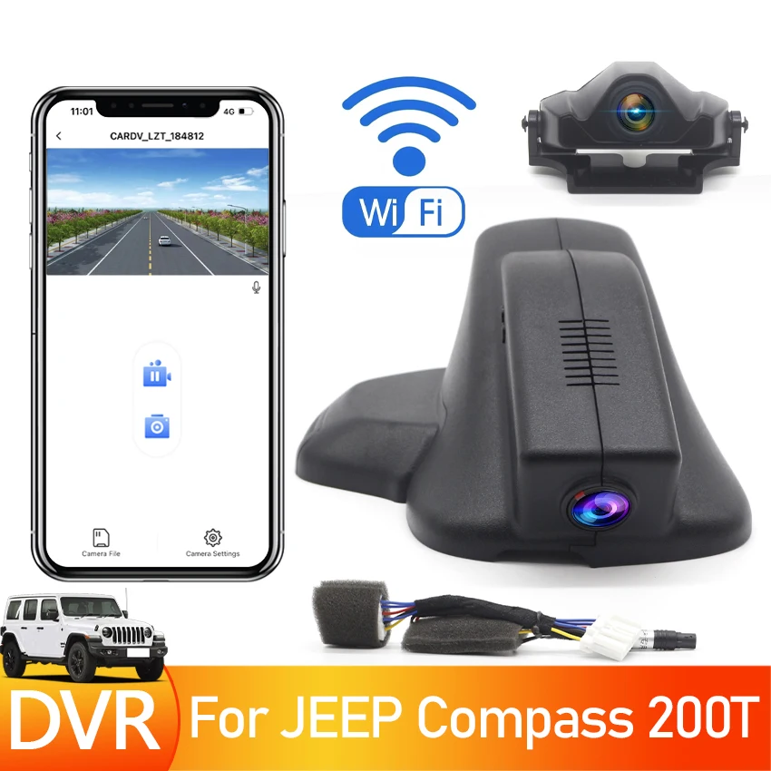 

For JEEP Compass 200T 2017 2018 2019 2020 2021 2022 Front and Rear UHD 4K Dash Cam Car DVR Camera Recorder WIFI Car Accessories