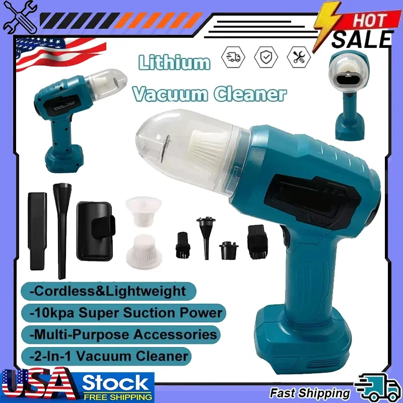 

Мощный беспроводной мини-пылесос с функцией выдувания, 7 насадок, совместим с аккумулятором Makita 18V