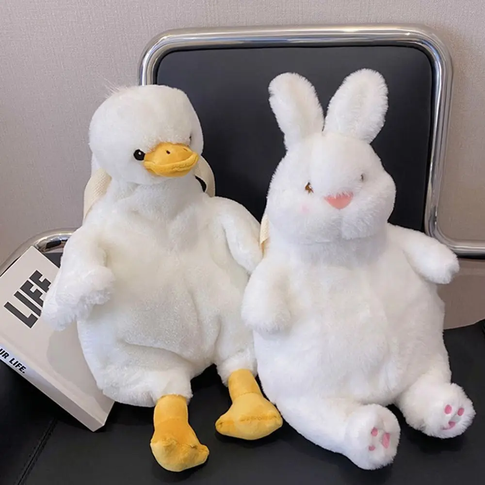 Fashion Soft Plush Anime Plush Backpack Duck Rabbit Shape Large Capacity Shoulder Bag Cartoon Cute Kawaii Bag Women Girls