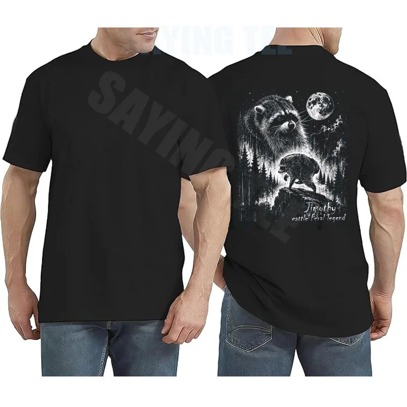 Jimothy Raccoon Moonlit Lustiges Jimothy Outfit aus Seattle Trendiges T-Shirt Y2k Retro Raccoon Howling At The Moon Graphic Outfit – Detail 5