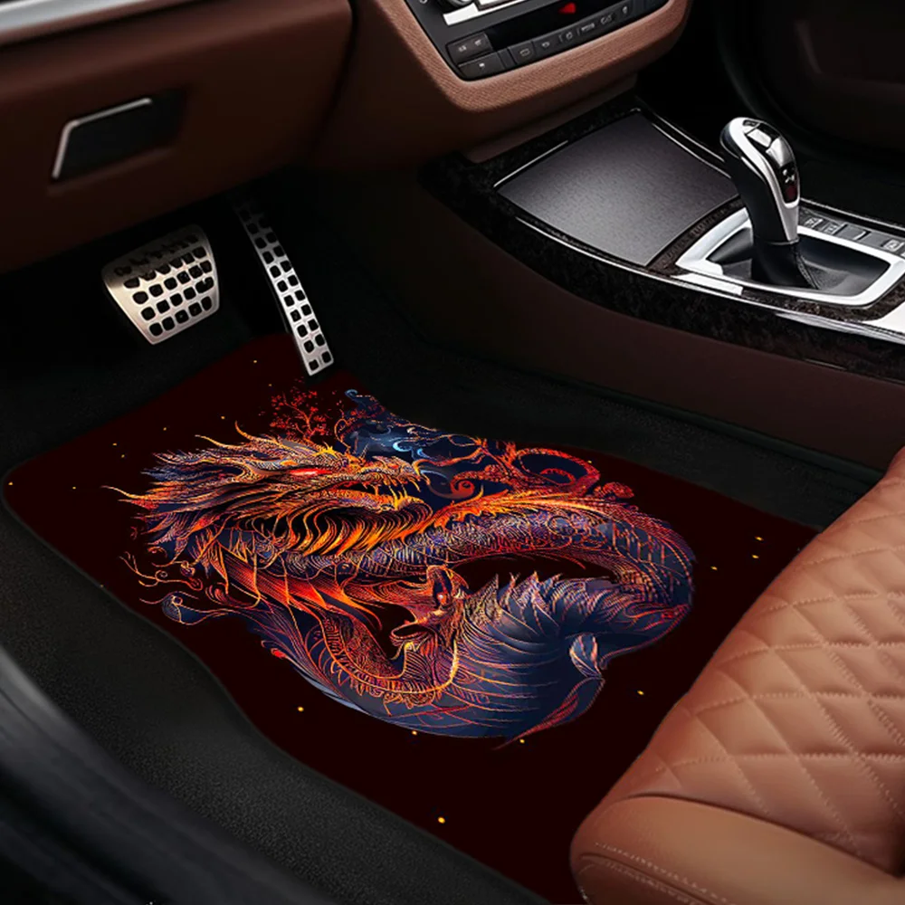 1 ud./2 uds./4 Uds. Alfombrillas de coche con diseño de Rey Dragón fresco, universales para todas las estaciones, cómodas y duraderas, adecuadas para Mo