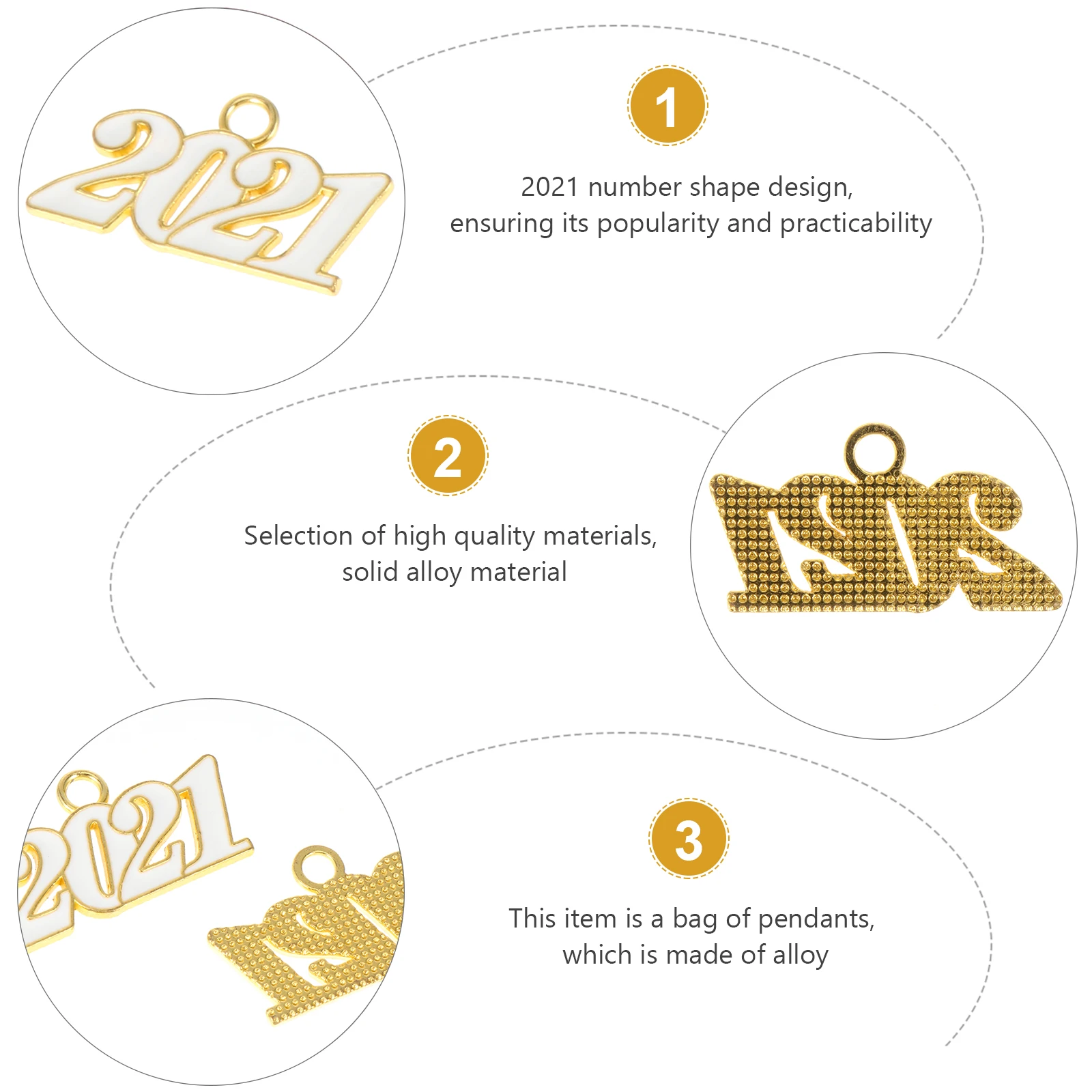 

10pcs 2021 Year Pendant Number naments Charms Craft Jewelry Accessories Durable Practical Long Term Use Party Decor