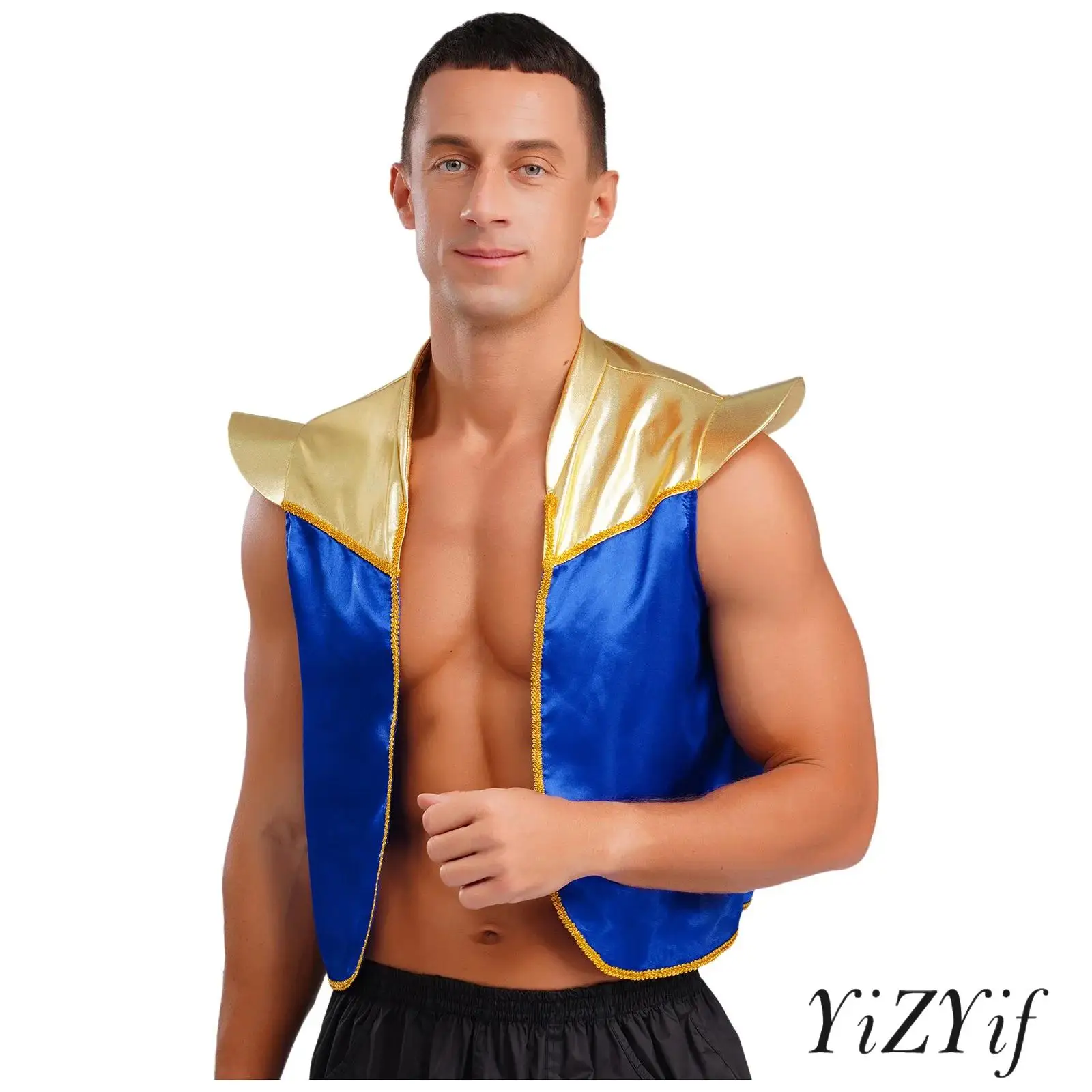 

Punk Arabian Prince Vest Costume for Men Stand Collar Sleeveless Color Block Design Halloween Cosplay Themed Events Outfit
