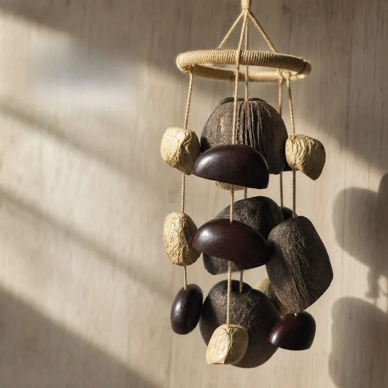 Nut Shell Wind Bell Meditation Hanging Wind Chimes Natural Fruit Shell Chime Yoga Sound Healing Percussion Musical Instruments