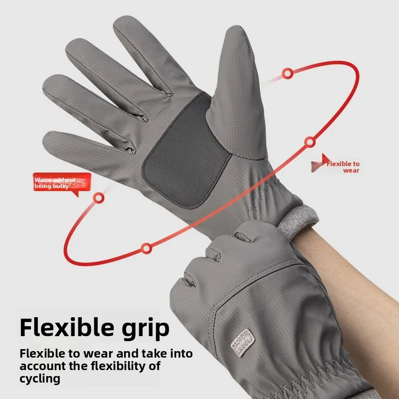 Winter Riding Gloves Men Women Fleece Thickened Thermal Windproof Touchscreen Electric Vehicle Cycling Sport Mittens