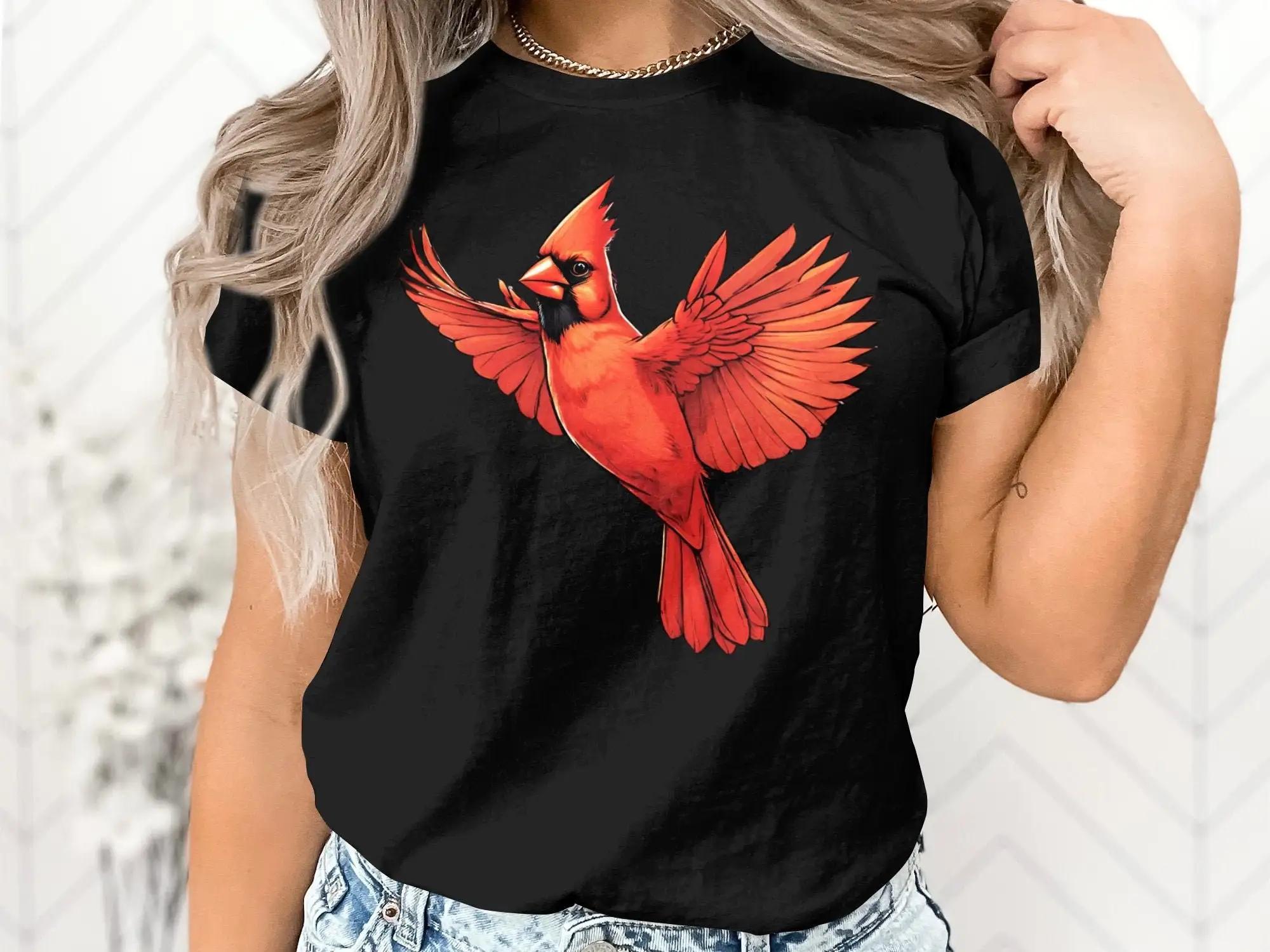 Red Northern Cardinal Bird Lover Birdwatcher T Shirt Animal Birthday Holiday Presents Kid