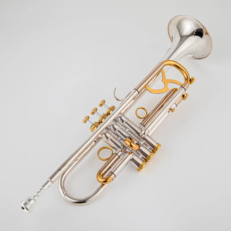 New 9345 Bb Trumpet Instruments Surface Golden Silver Plated Brass Bb Trompeta Professional Musical Instrument