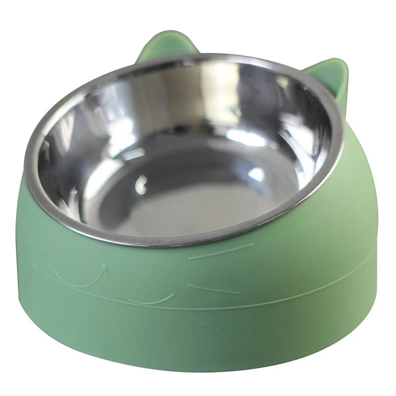 200ml Stainless Steel Cat Bowl Non-slip Base Puppy Cats Food Drink Water Feeder Neck Protection Dish Pet Bowls