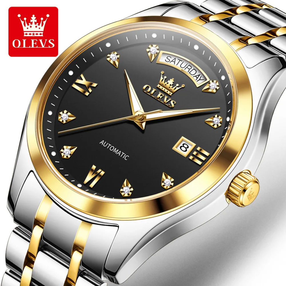 

OLEVS Brand New Luxury Men's Watch Classic Mechanical Watch High Quality Diamond Waterproof Luminous Date Automatic Watch Men