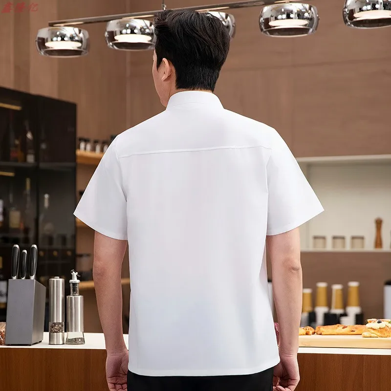 夏薄型通気性メッシュ半袖シェフジャケットケータリングホテルレストラン食堂ペストリーパン屋作業服キッチン服