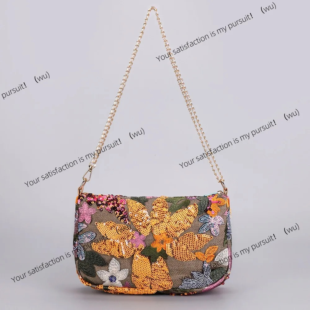 

Fashion Sequin Embroidered Women's Shoulder Bag Casual Tramp Crossbody Cute Flowers Bolsos Para Mujer