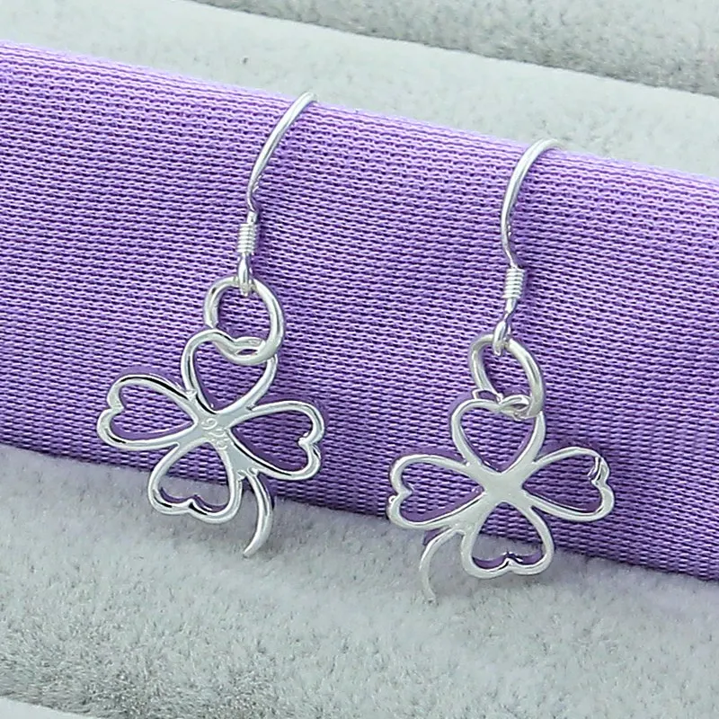 SAIYE  925 Sterling Silver Four Leaf Clover Drop Earrings For Woman Wedding Engagement Fashion Party Charm Jewelry