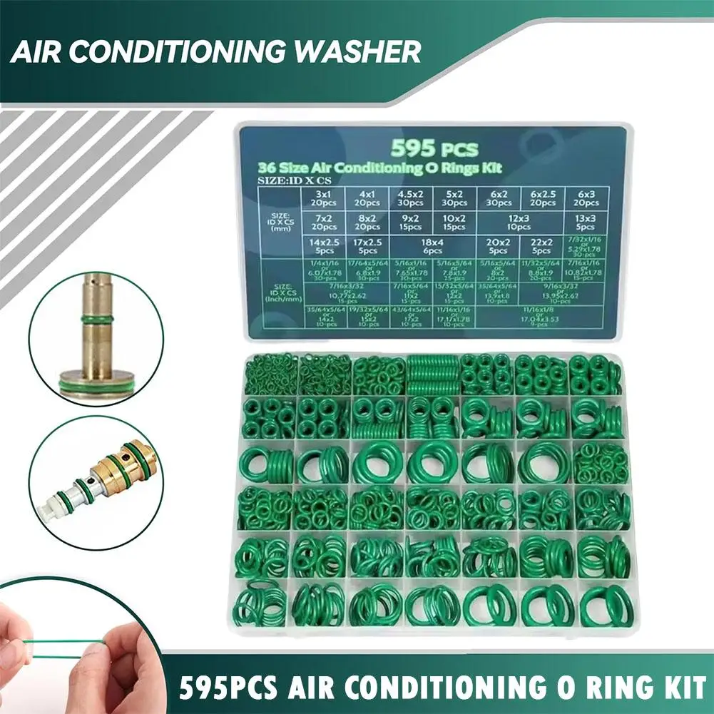 595Pcs Air Conditioning O-Ring Assortment For Auto AC Maintenance Repair Tool 36 Size Rubber Seal Kit