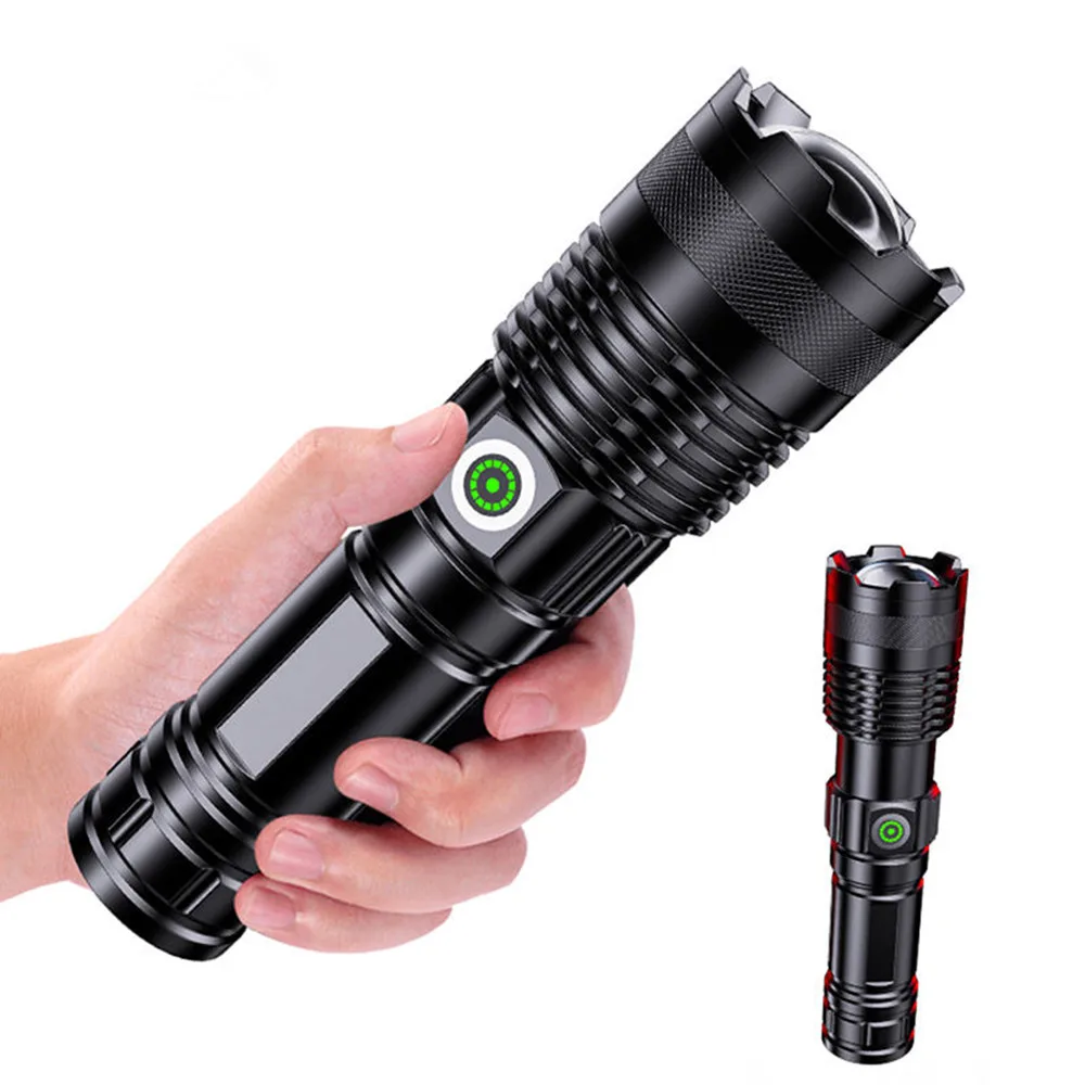 Super Bright Spotlight Long Range LED Flashlight 100000 Lumen Built-in Battery USB Charging Waterproof Portable Camping Torch