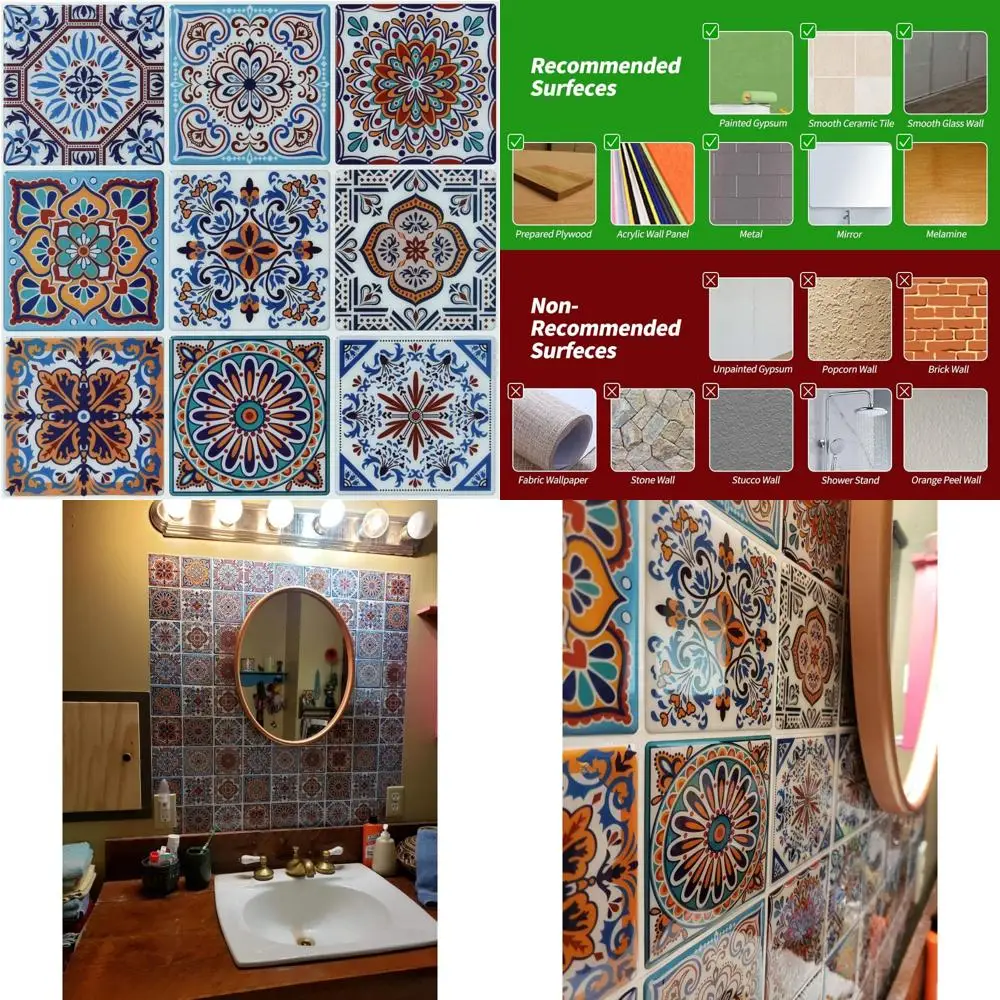 Adesivi per piastrelle Backsplash stacca e incolla, piastrella messicana Talavera colorata, piastrelle da parete (10 fogli)
