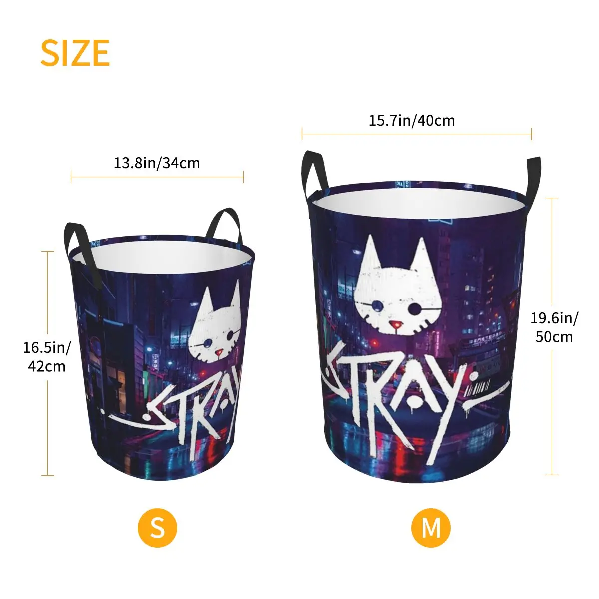 Stray Logo Essential Folding Laundry Baskets Dirty Clothes Home Organizer Large Waterproof Bucket For Home Kids