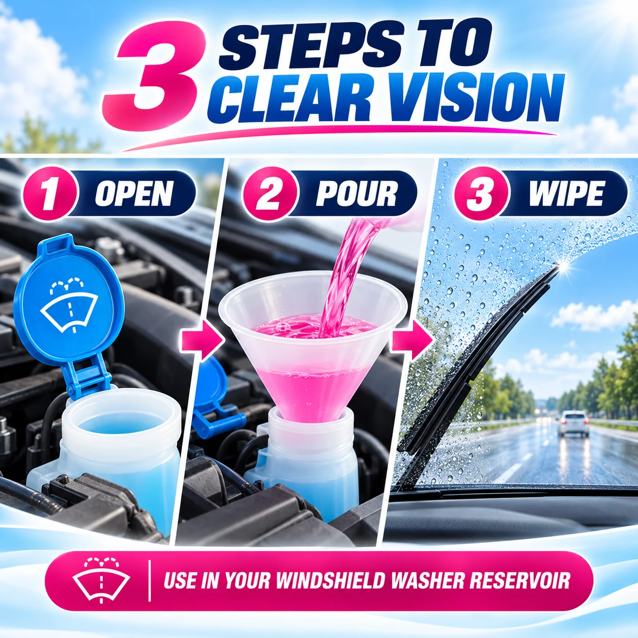 Car Glass Concentrated Coating Waterproof Windshield Wiper Fluid, Keeps It Smooth, Rainproof and Anti-Fog Without Streaks, Quick view 5