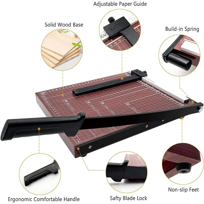 1Pc Paper Cutter Guillotine Paper Trimmer 12 Inch Heavy Duty Stack Slicer for Card Stock Cardboard Photos Laminating Sheets