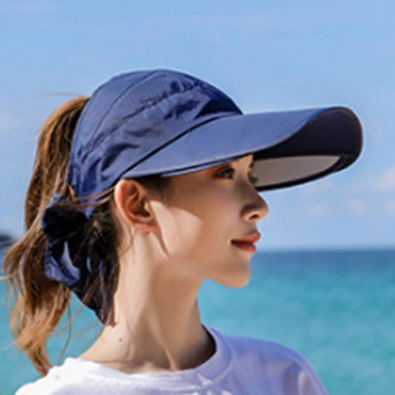 Women Retractable Visor Caps Summer Beach Sun Hat Female UV Protection Tennis Cap Empty Top Leisure Chapeau Outdoor Golf Hats