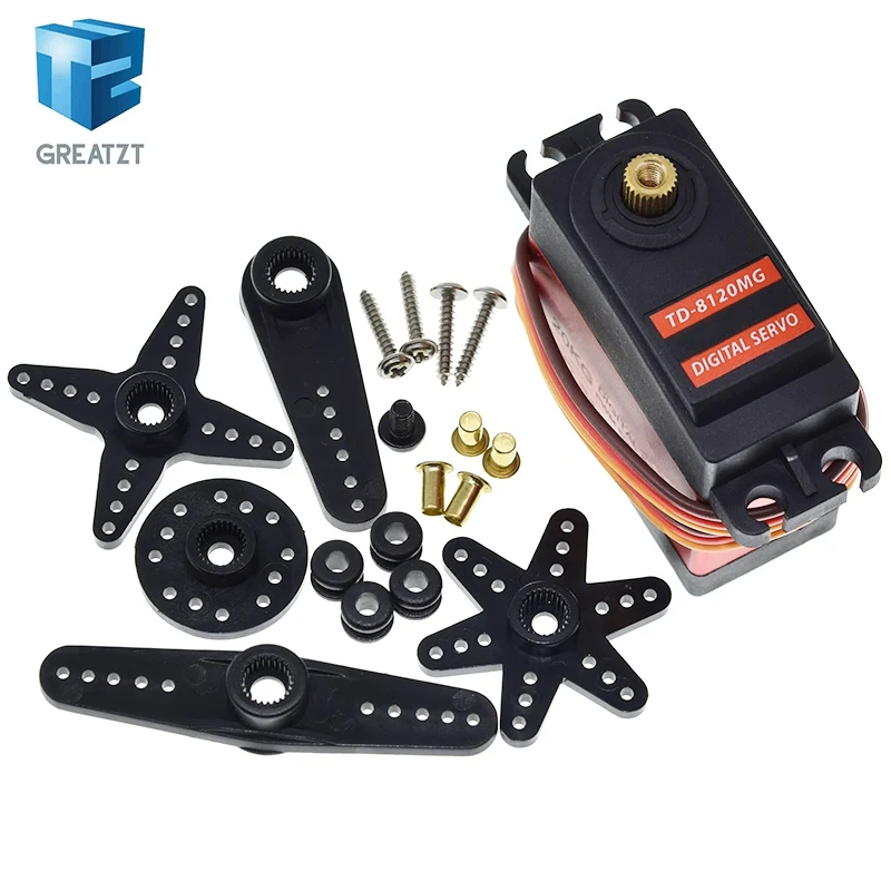 GREATZT TD-8120MG Waterproof Metal Gear Digital Servo with 20kg High Torque 180Angle for RC Remote Control Car Model Vehicle