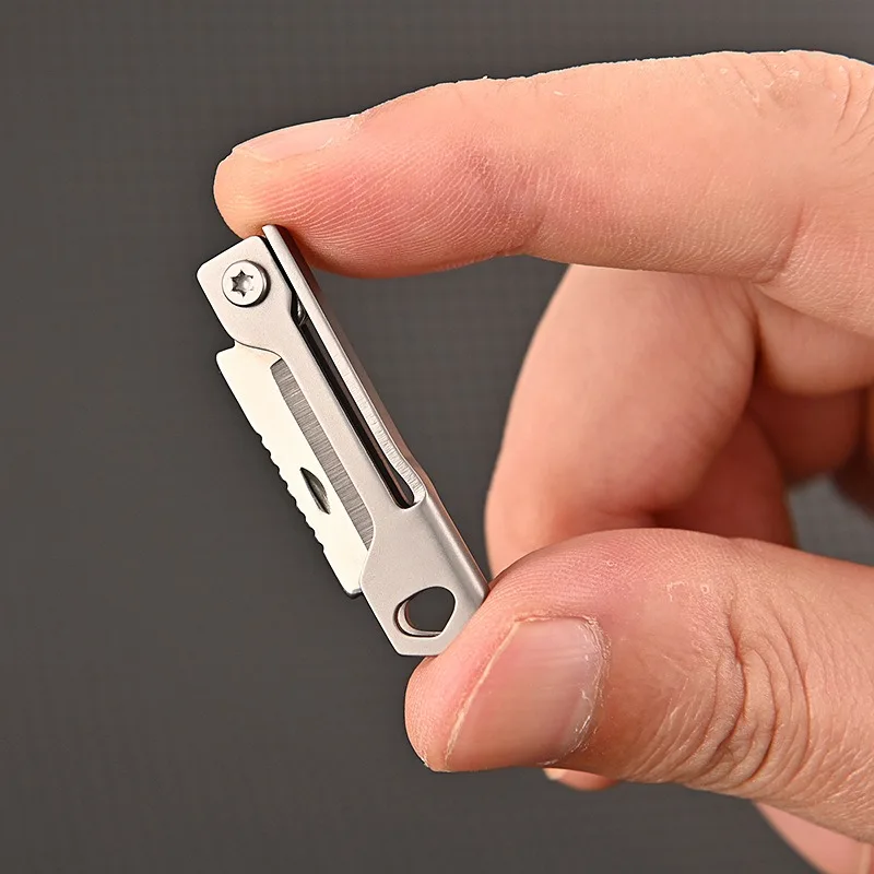 Stainless Steel Mini Folding Knife High Hardness Steel Sharp Knife With Keychain Pendant Disassembly Express Open Box EDC Tool image 2