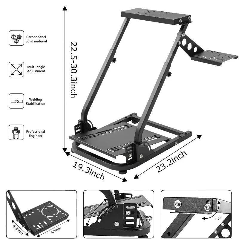 Faltbarer Racing-Lenkradständer mit großer Schaltplattform, passend für Logitech G27 G29 G920 G923, Thrustmaster T300