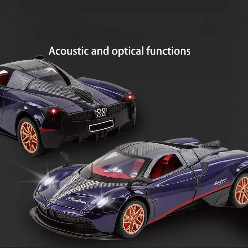 Simulation 1:32 Pagani Huayra Sports Car Model Alloy Children Toy Vehicle Sound and Light Pull Back Toy Ornaments Birthday Gift