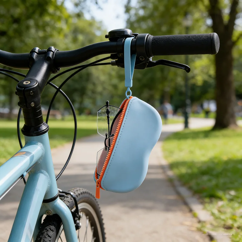 Sac à lunettes en Silicone à fermeture éclair, boîte de rangement de lunettes Portable avec lanière, étui à lunettes de Sport de voyage et de cyclisme, sac à lunettes anti-poussière