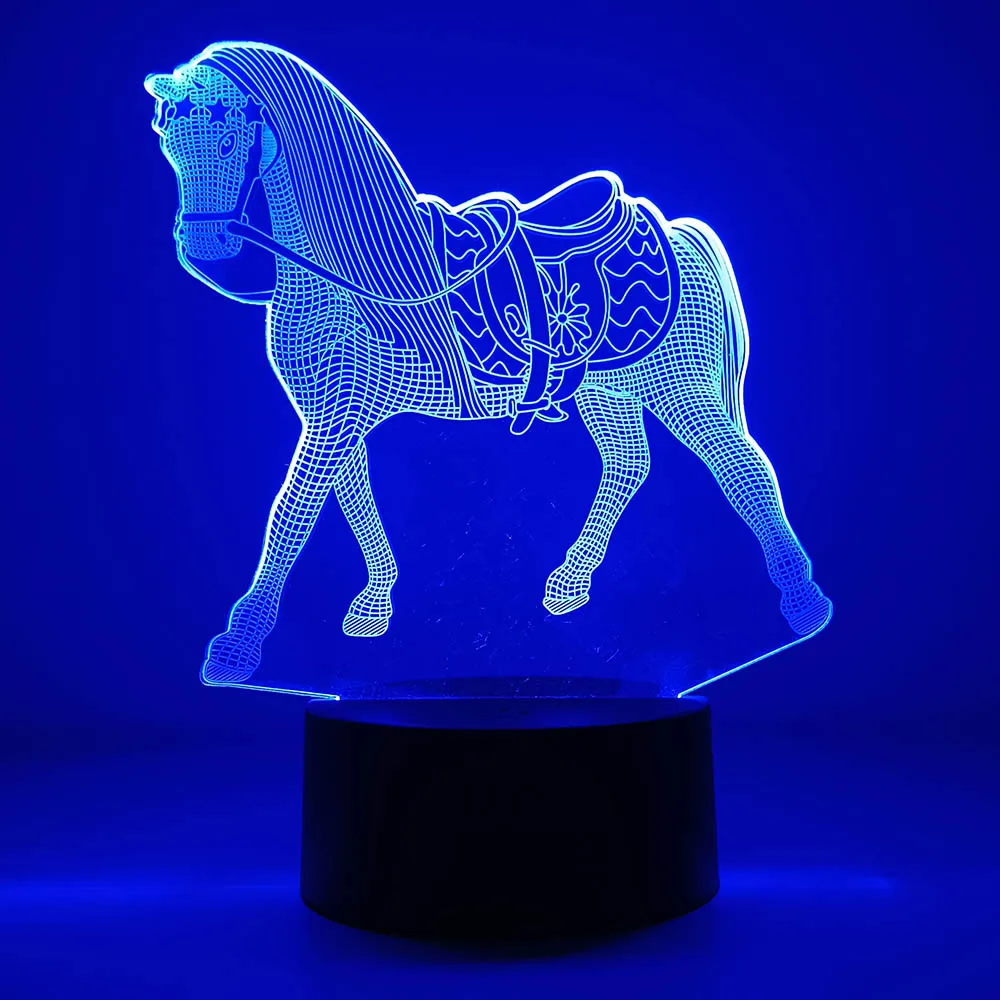 3d Illusion Lamp Led Children's Night Light Horse Table Lamp for Bedroom Holiday Christmas Lights Decoration Gifts for Kids