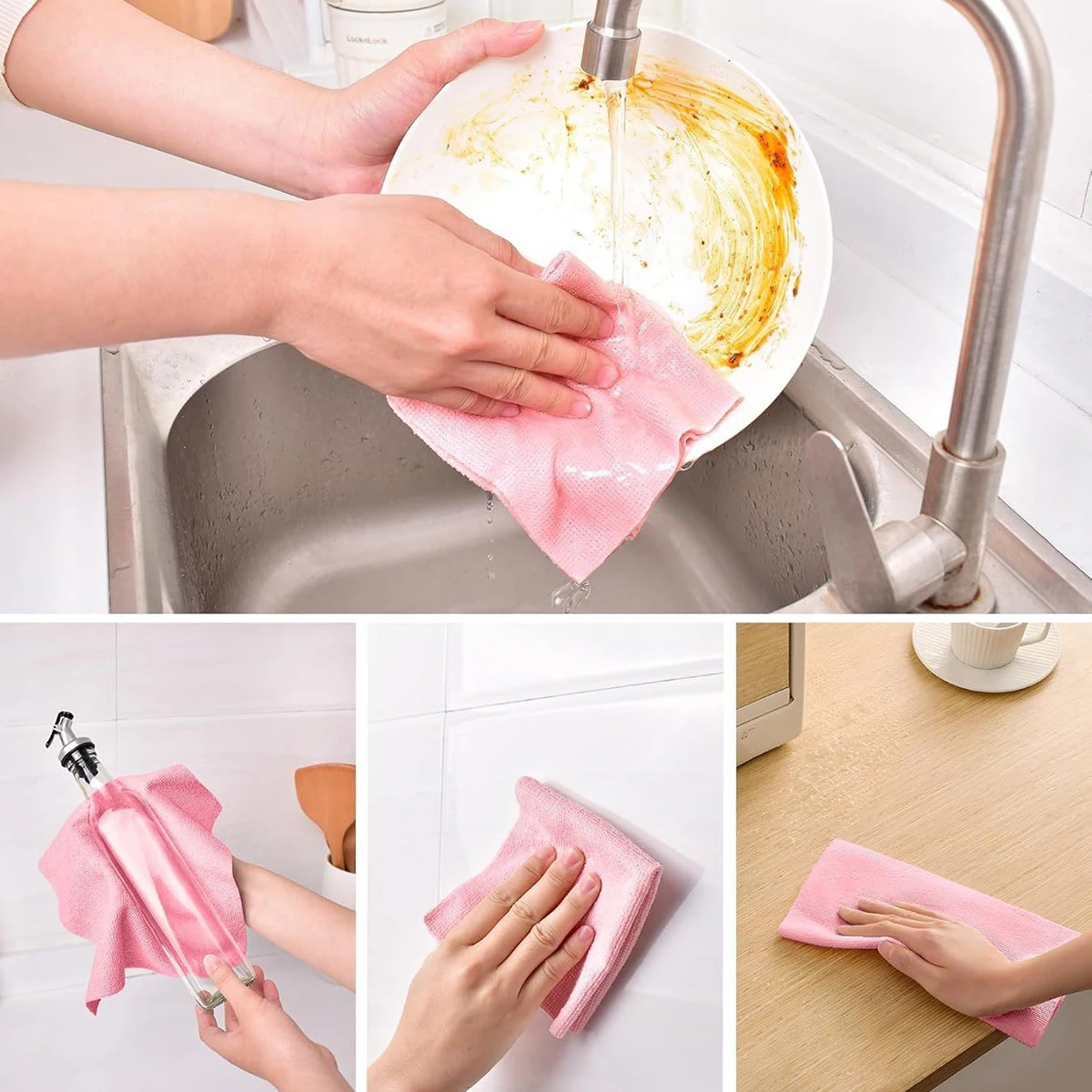 1pc Reusable Cleaning Wipe Household Kitchen Cloth Microfiber Towel Rolls Dish Rags Wash Paper Towel Replacement 1 Roll of 20 Sh