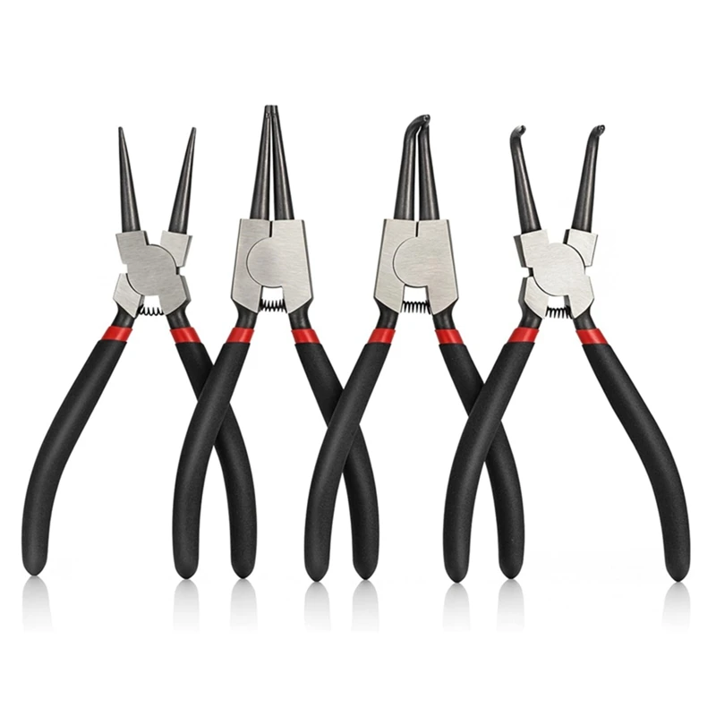 DT16 4Pcs 7 Inch Snap Ring Pliers Set Internal External Circlip Plier Straight Bent Jaw C Clips Automotive Tool view 2