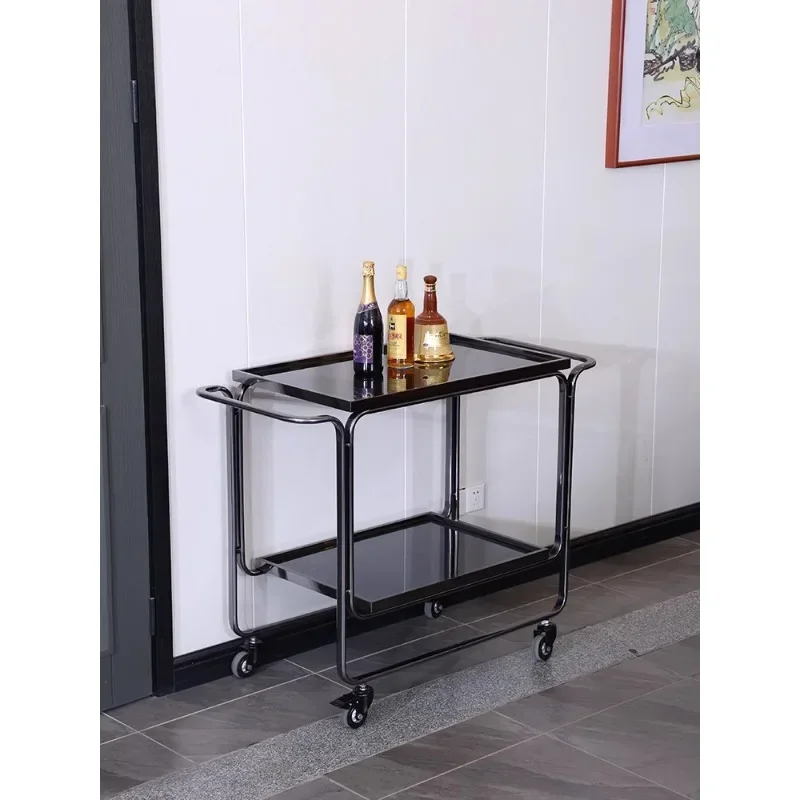 

Stainless steel double-layer high-end dim sum trolley Commercial second-layer food delivery wine truck restaurant Hotel multi-fu