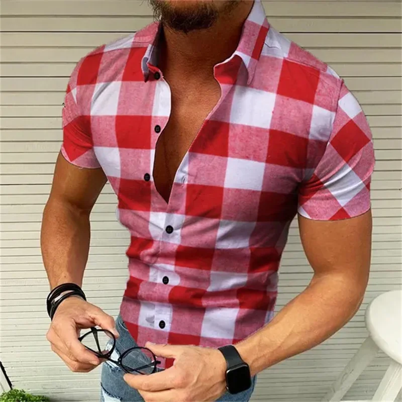 Fashionable New Men's Floral Shirt Hawaiian Short Sleeve Slim Button Lapel Shirt Floral Shirt Casual Summer Top Large Size S-5XL