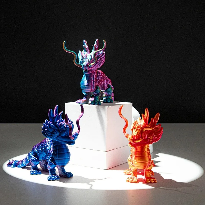 تمثال كيرين مطبوع ثلاثي الأبعاد نموذج مخلوق أسطوري قابل للوضع للتصوير الفوتوغرافي دعامة لتخفيف التوتر ديكور مكتب لعبة دعامة التصوير الفوتوغرافي
