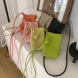 Cute Single Shoulder Crossbody Bag Key Coin Lipstick Bag Candy Color Fashion Soft Leather Mini Phone Bag Ladies Daily