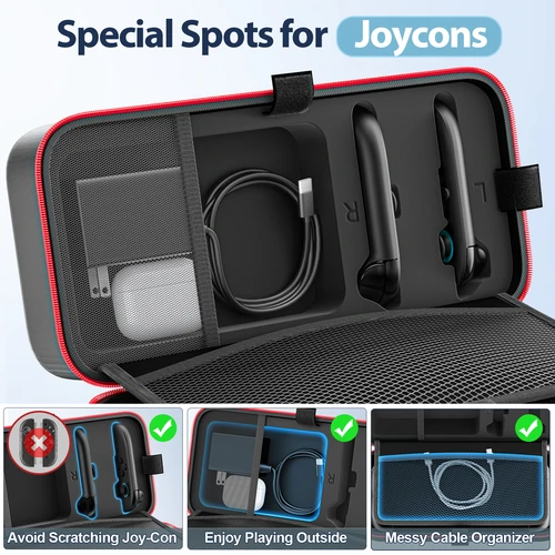 Imagen 2 del producto Para Switch 2 & Switch Original & Switch OLED bolsa de almacenamiento grande antiarañazos Estuche de transporte de viaje impermeable para N-Switch 2