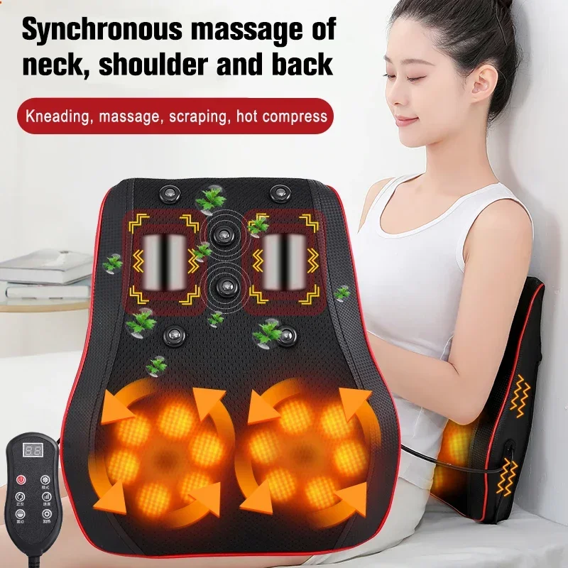 Coussin de massage électrique pour le cou et les cervicales, chauffage, vibration, taille, dos, démarrage de la voiture, pétrissage du cou,