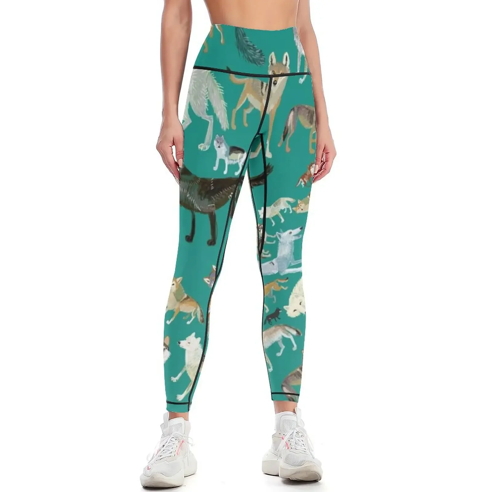 

Wolves of the World (Green pattern) Leggings flared sportswear woman gym 2025 gym wear active wear Womens Leggings