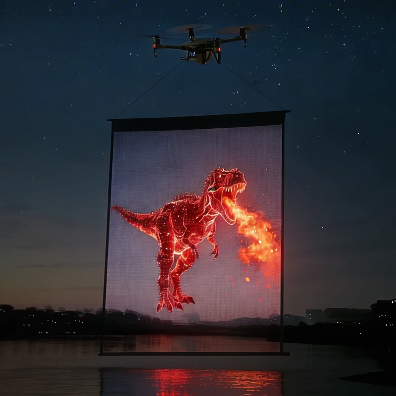 Foldable LED Mesh Screen Drone Suspended Flying Display for Outdoor Visual Performance
