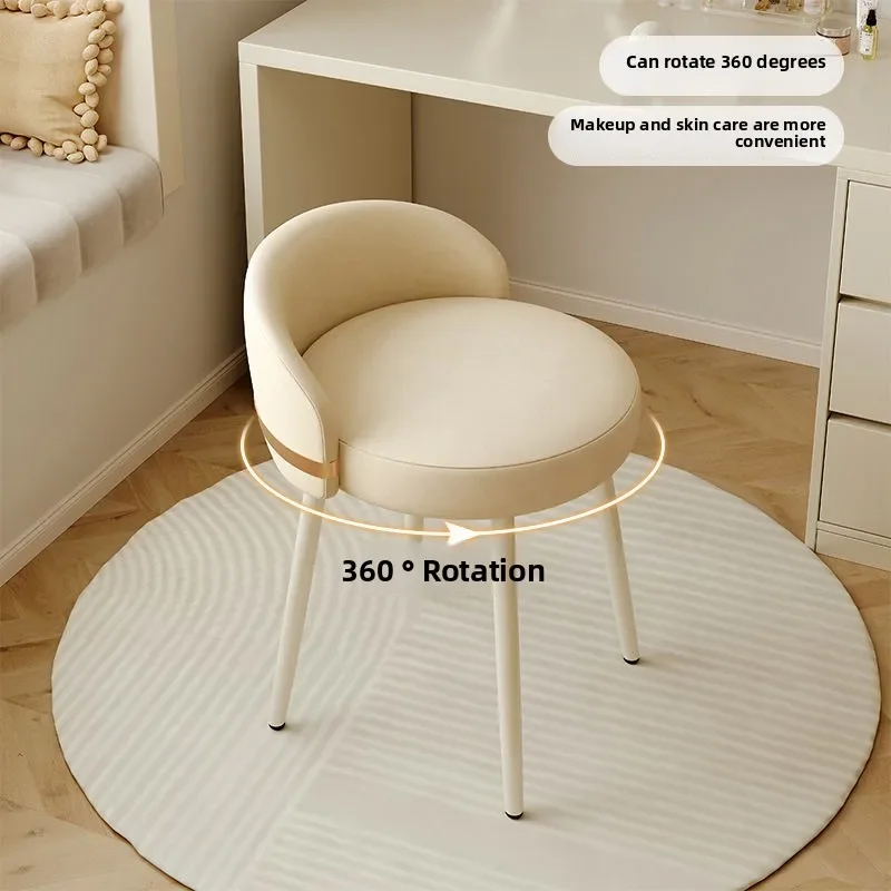 

Fashionable creamy band -back -racing makeup chair -luxury European makeup stool for girls' bedrooms, no power supply