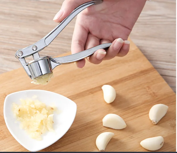 Penekan Bawang Putih dari Paduan Seng dan Stainless Steel, Alat Pemeras dan Penghancur Bawang Putih untuk Dapur