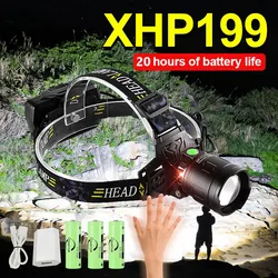 2022 Super XHP199 potente faro ricaricabile testa torcia ad alta potenza fari XHP90 Led faro 18650 lanterna da pesca