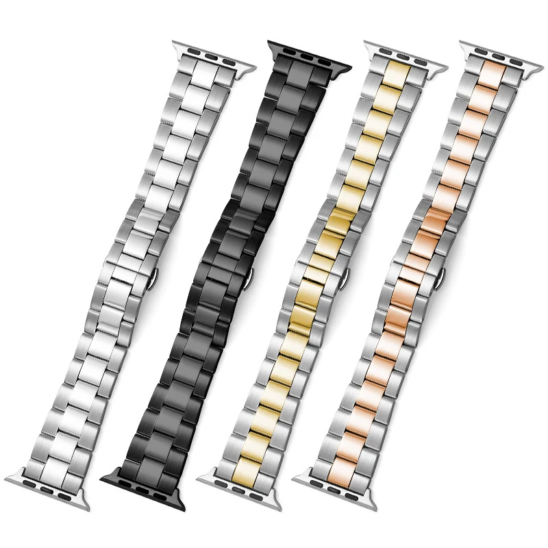 Three Beads Solid Strap for Apple Watch Strap 38-40-41㎜/42-44-45㎜ 361L Stainless Steel Strap iwatch Series 7 4 3 5 SE 6 Strap